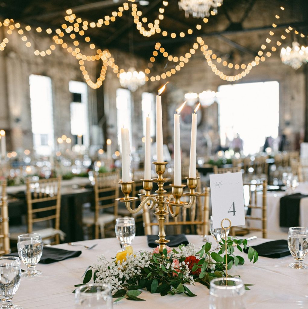 Elegant table setting with chandelier